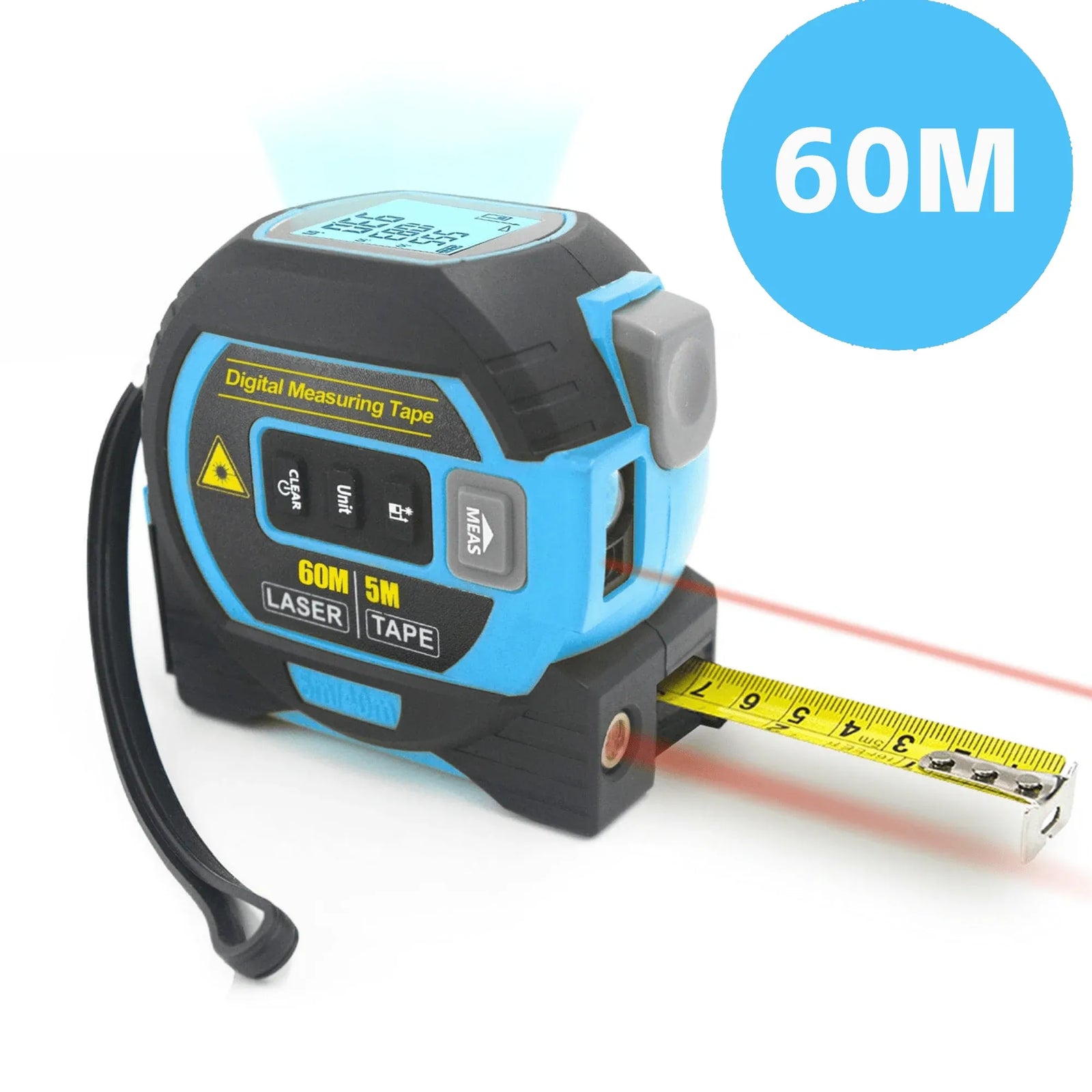 60m Laser Measure, Cross-line Laser Level, 5m Tape Measure Blue