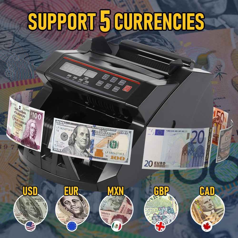 Automatic AUD Money Counter Machine With UV/MG/IR Detection, High-Speed Banknote Counter & Digital Display(29.2x24.6x17.8cm)