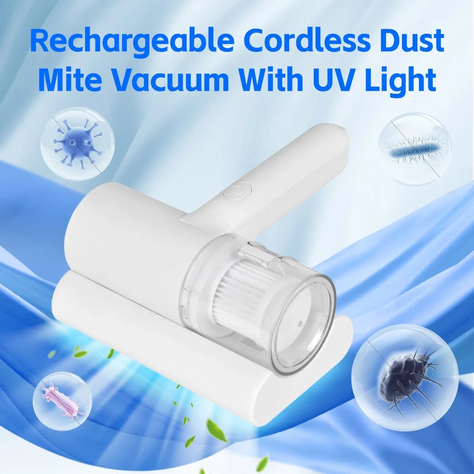 UV?C Cordless Dust Mite Vacuum Handheld Sanitizing Cleaner with 1200?mAh Battery