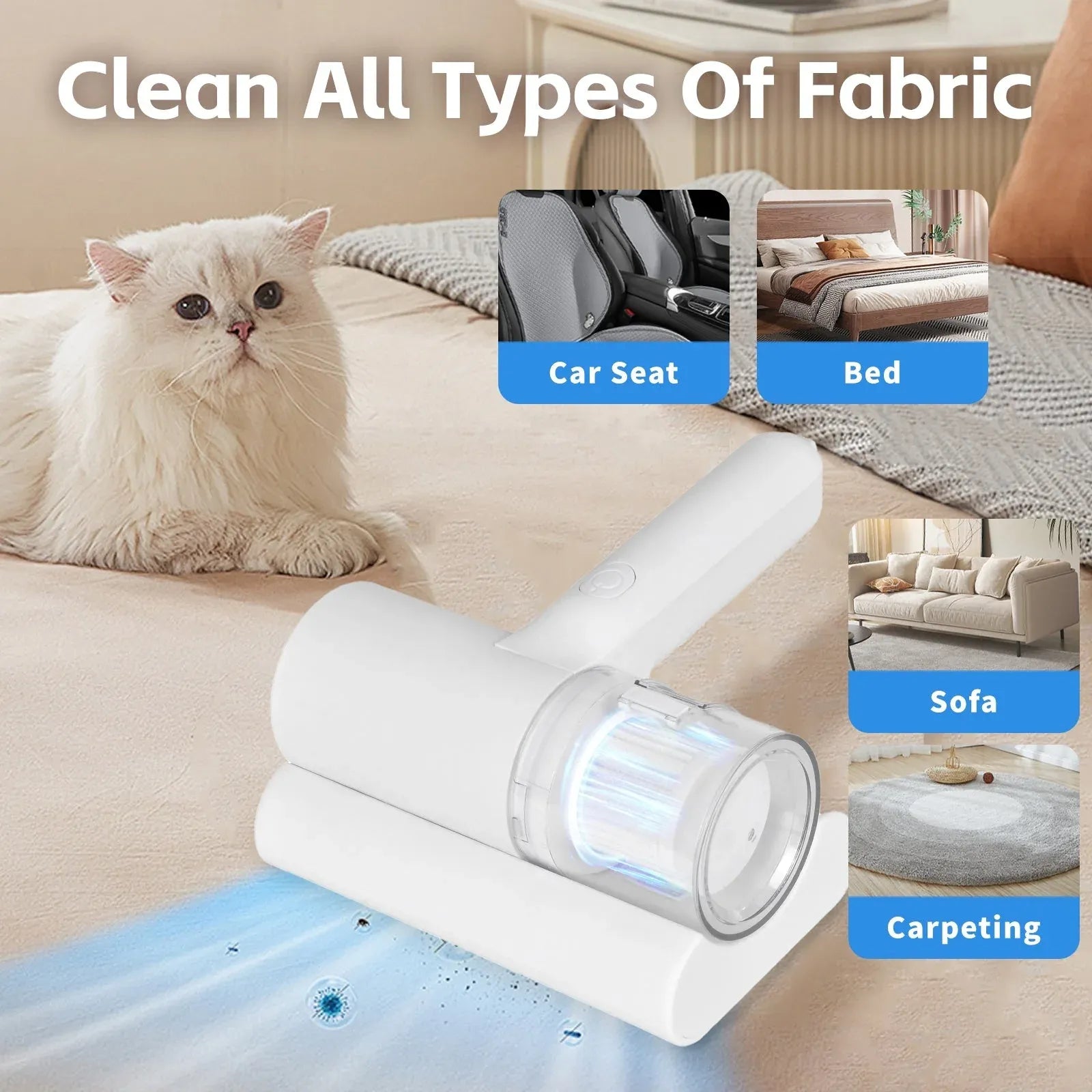 UV?C Cordless Dust Mite Vacuum Handheld Sanitizing Cleaner with 1200?mAh Battery