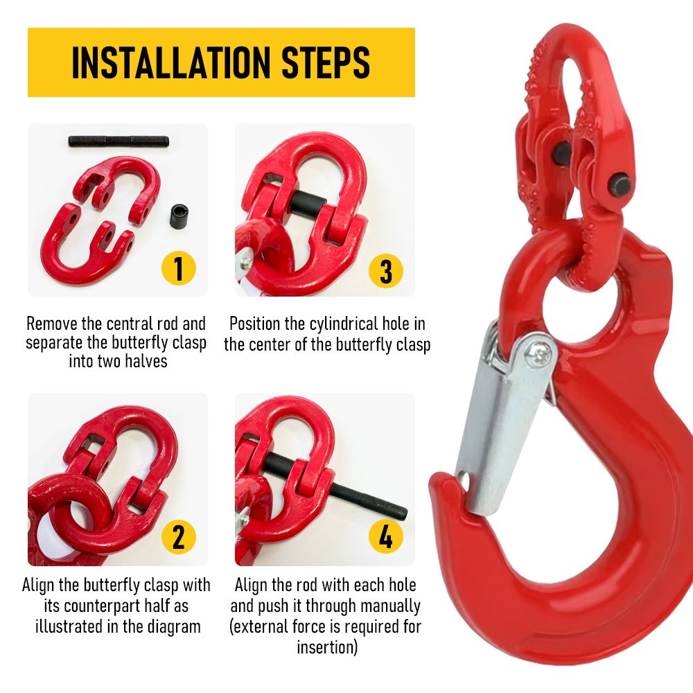 2SET 3.15T Sling Hook Heavy Duty Hammerlock/Slip Hook Kit With Swivel Winch & Safety Latch
