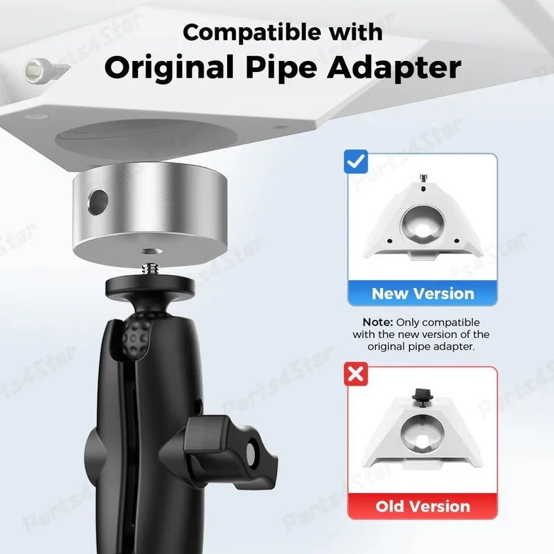 Pole Clamp for Starlink Mini, Adjustable Mount & Adapter Aluminum Alloy Pipe Adapter for 2024/2025/2026 Starlink Mini, RV/Yacht/Van/Camper/Boat