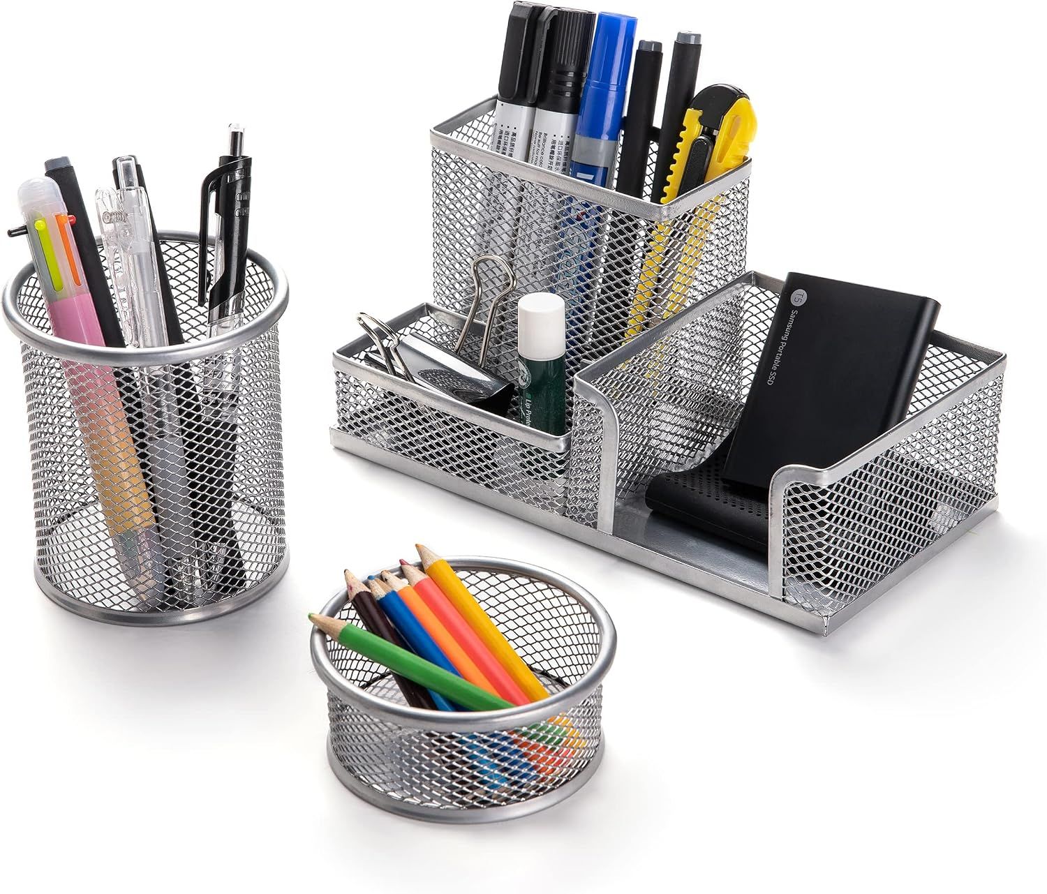 3-set Desk Organisers, Pen Holder For Stationeries & Pencils, Accessories