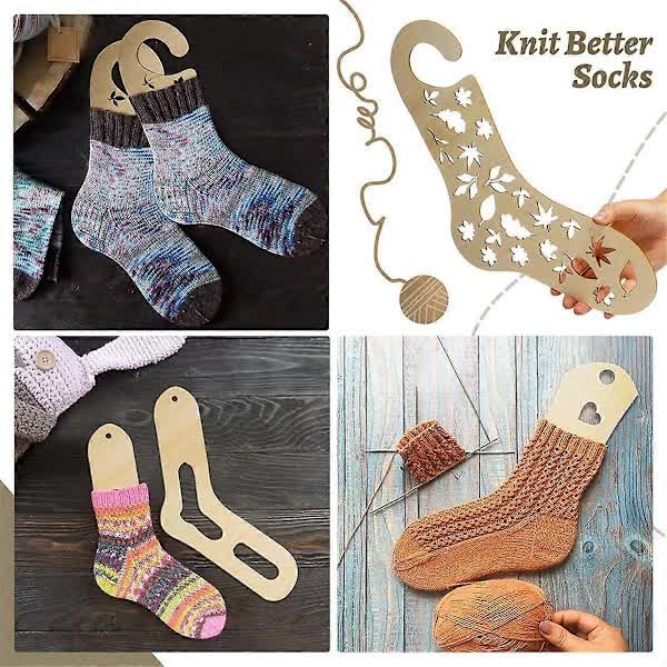 Wooden Sock Blockers for Knitting, Adjustable, 6 pcs Knitting Blockers