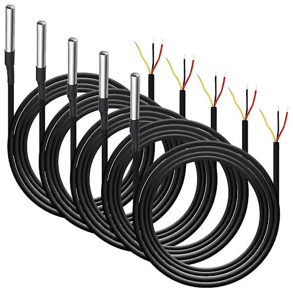 Digital Temperature Sensor Waterproof DS18B20 5pcs Thermal Cable -55 to +125℃ Compatible