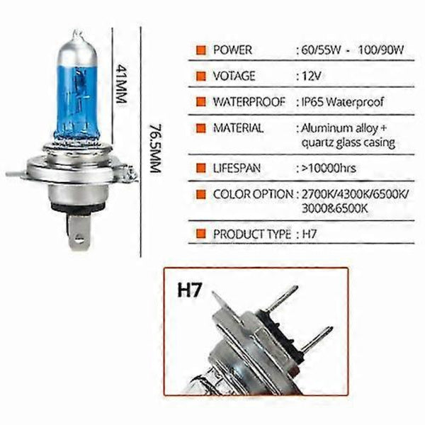10x H7 Halogen Bulbs 100W 8500K Xenon White 12V Car Lamps