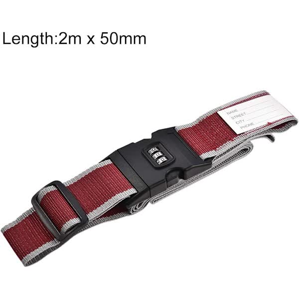 Luggage Straps Suitcase Belts with Buckle and Lock, 2M x 5cm Adjustable PP Packing Straps, Red Gray, 4pcs