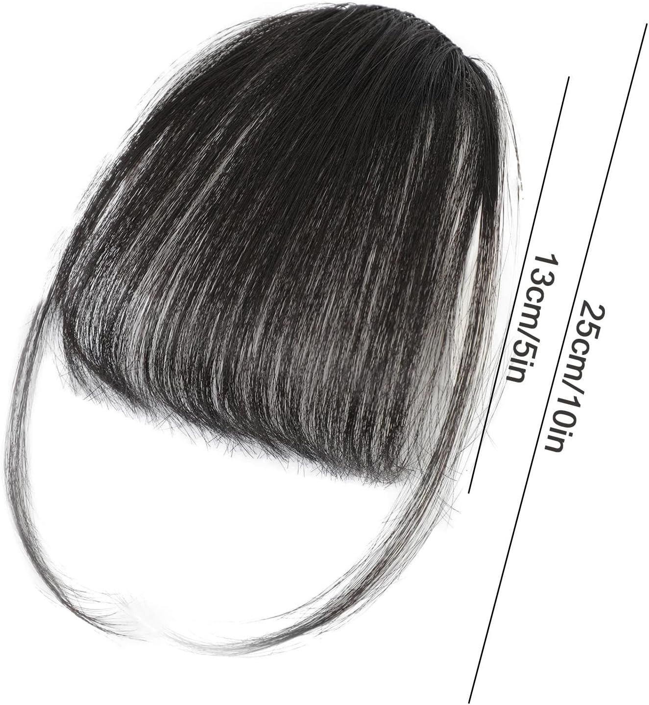 Clip-in Bangs Made of Real Hair, French Bangs Extensions | Natural Colored Clip-on Bangs, Hair Fringe for Women and Girls Natural Black