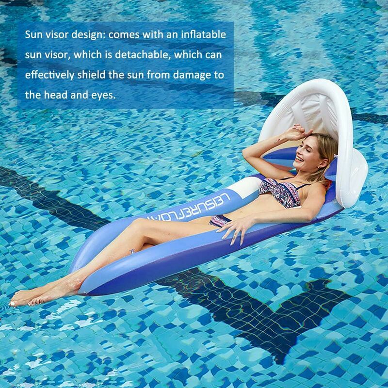 Air Mattress Inflatable Pool Water Hammock Water Toys Summer Pool Toys Blue 160 90cm, GUA.B/bon