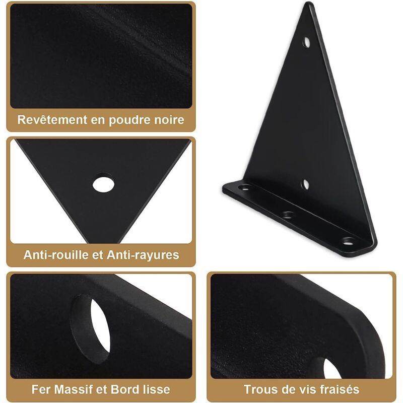 Package Triangle Shelf Brackets, 14cm Iron Floating Shelf Brackets, Metal Wall Mounted Shelf Brackets for DIY Open Shelf Ikodm