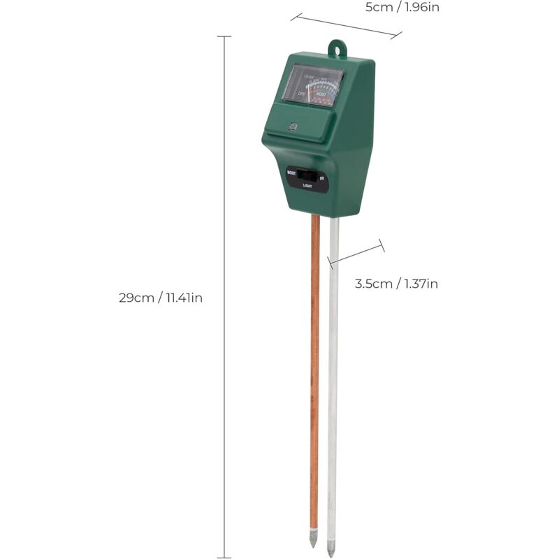 3-in-1 Soil pH Moisture Meter Test Kit for Flowers Grass Plant Garden Lawn with Probe