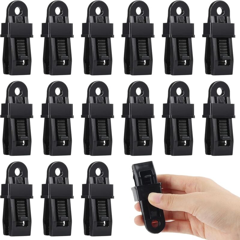 Heavy Duty Tarpaulin Clamps 15 Pieces Black for Tents Boat Covers