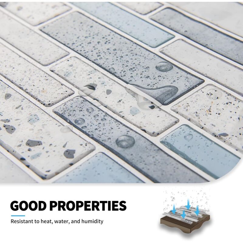 Self-Adhesive Wall Tiles Vinyl Kitchen Tile Marble Blue 10 Pieces