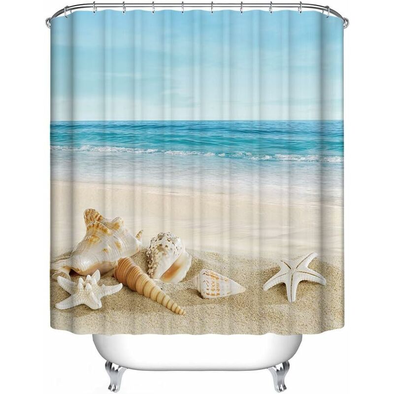 Waterproof Anti-Mildew Shower Curtain 200x240 cm Beach Elegant Pattern