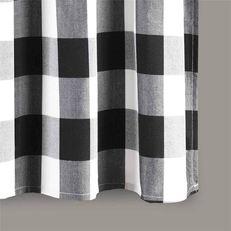Checkered Kitchen Curtain Farmhouse Style 3-Pack Window Decoration in Black and White