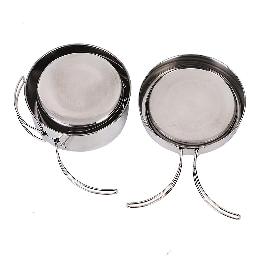 4 pcs Stainless Steel Camping Pots with Lid, Compatible with Outdoor Cooking