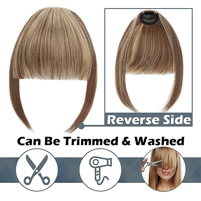 Clip In Hair Bangs Extensions 28cm Black Brown French Bangs Hair Pieces