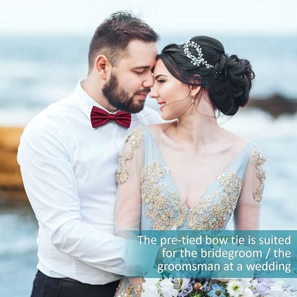 Pre-tied Bow Tie for Men, Tux Bow Tie Adjustable Formal Neck Bow Tie Satin Bow Tie for Party Wedding (Red)