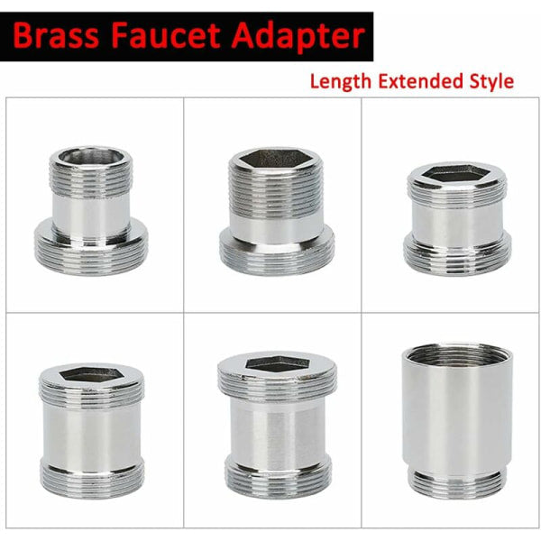 2 Pack Brass Faucet Adapter 22mm NPT Male to Male Aerator Connector Compatible with Sink Faucet Water Filter M24 to M22