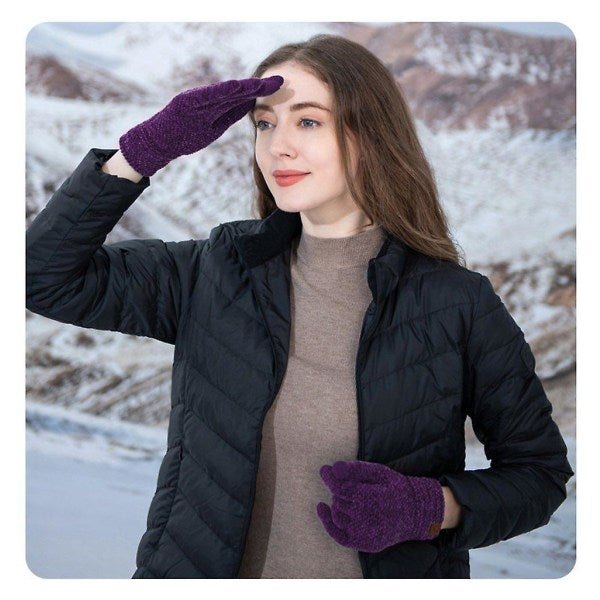 Touchscreen Gloves Women Warm Knitted Gloves 2 Pairs Bright Yellow