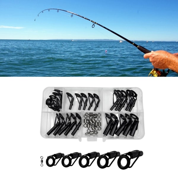 Fishing Rod Repair Kit 35pcs Alconite Ceramic Guide Rings Rod Eye Guides Wear-Resistant Compatible with Various Brands