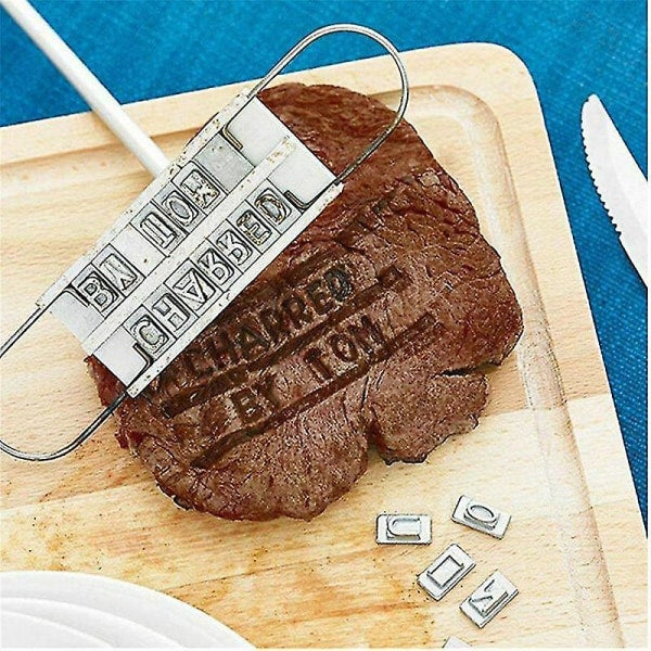 Barbecue Meat Stamp Wooden Handle DIY Steak Branding Tool