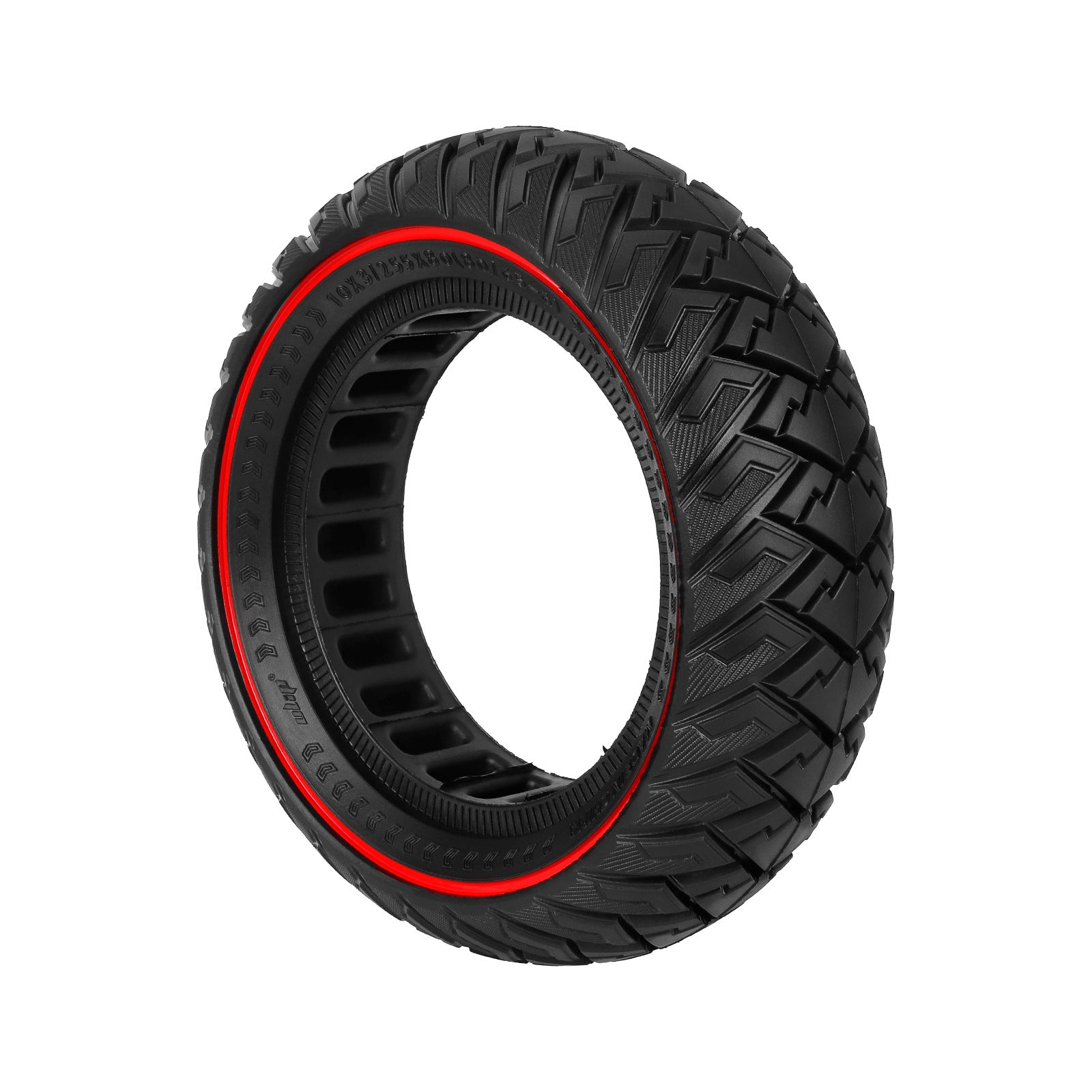 10-inch 10*3 off-road solid tire 255×80 non-slip explosion-proof tire 80/65-6 airless honeycomb tire Black Tire only