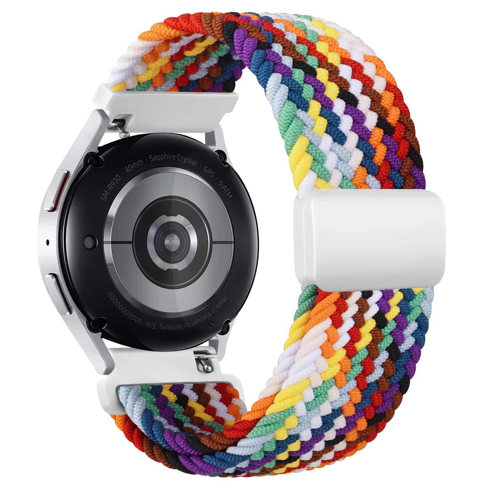 20mm Braided Sololoop for Garmin Vivoactive 5/3/3 Music Band Wristband for Garmin VivoMove3/Trend/Sport Venu SQ/SQ2/2plus Strap Rainbow Rainbow 20mm