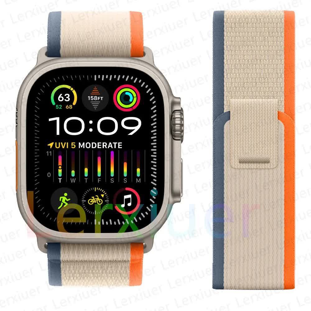 Trail Strap Compatible with Apple Watch Ultra 2 Series 9 8 7 6 5 3 for 49mm 45mm 44mm 42mm 41mm 40mm 38mm in Orange Beige