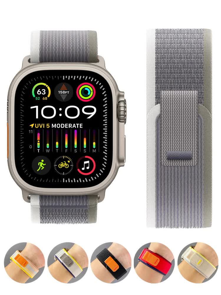 Trail Strap Compatible with Apple Watch Ultra 2 Series 9 8 7 6 5 3 for 49mm 45mm 44mm 42mm 41mm 40mm 38mm in Orange Beige