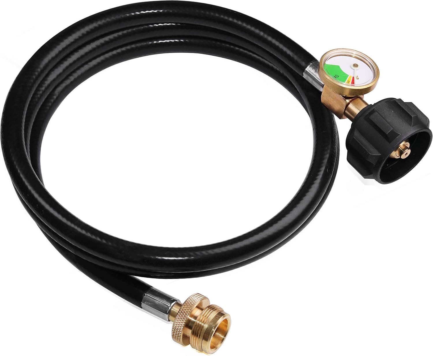 5 FT Propane Hose Adapter with Propane Tank Gauge for Weber Q1200, 1000 Propane Grill, 1 lb to 20 lb Propane Converter Hose for Propane Stove, Tabletop Grill and More 1lb Portable Appliance