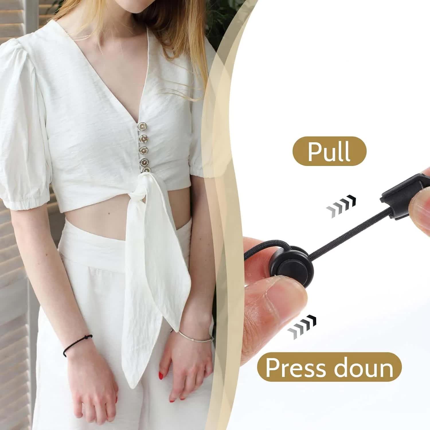 2 Pcs Tuck Band Adjustable Crop Band, Tuck Band Tool for Women Waist Shirts Sweater, Elastic Band Transform The Way You Style Your Tops Suitable for Yoga, Fitness and Other Sports (Black+White)