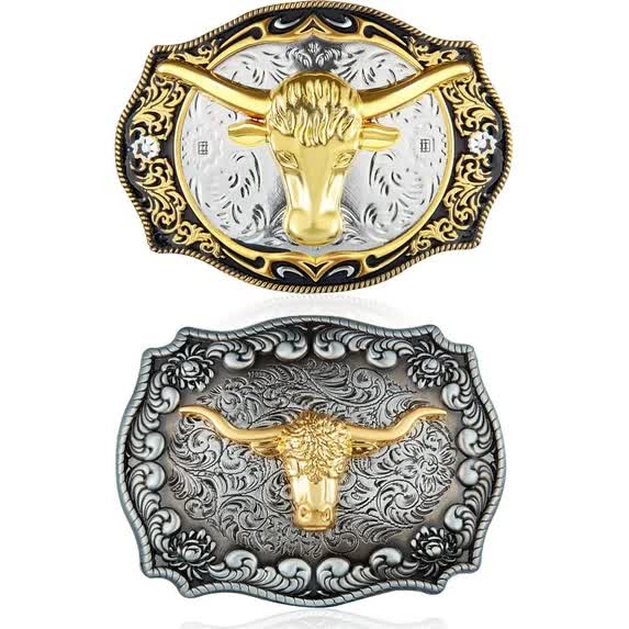 2 Pieces Longhorn Bull Eagle Letter J Belt Buckle Cowboy Belt Buckle Western Rodeo Bull Buckle for Men