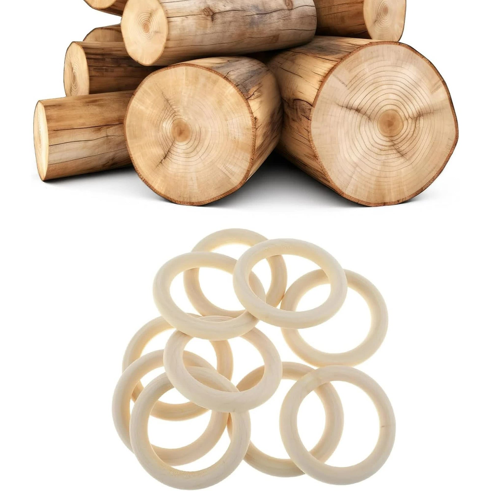 10 Pcs Unfinished Natural Wooden Rings for Crafts 70mm/3 Inch Wooden Rings Macrame Wooden Rings Without Paint for Crafts DIY Pendant Connectors Jewelry Making Macrame Supplies
