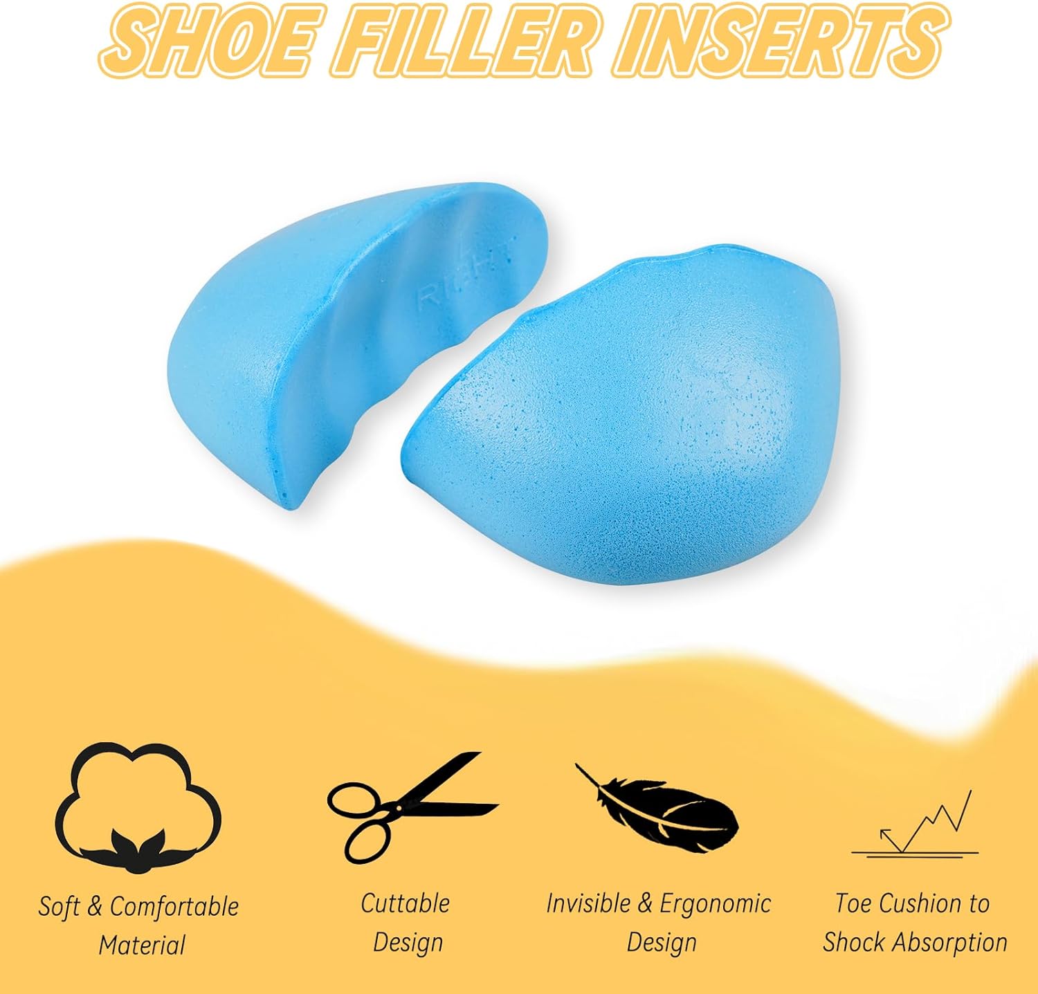 Shoe Filler for Too Big Shoes, Inserts to Make Shoe Smaller, Toe Filler Cushion Inserts for Loose Shoes, for Men and Women (L: one to Two Size Bigger) Blue L: one to two size bigger