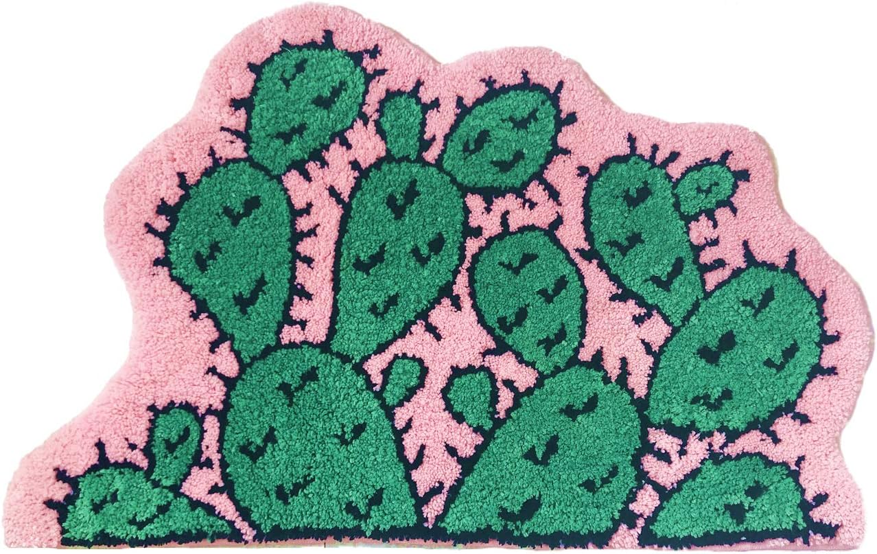 Monstera Leaf Non Slip Soft Kids Playmat Nursery Door Mat Area Rugs Luxury Plush Kids Game Play Carpet Bathroom Rugs Bathmat Shower Decor (Cactus)