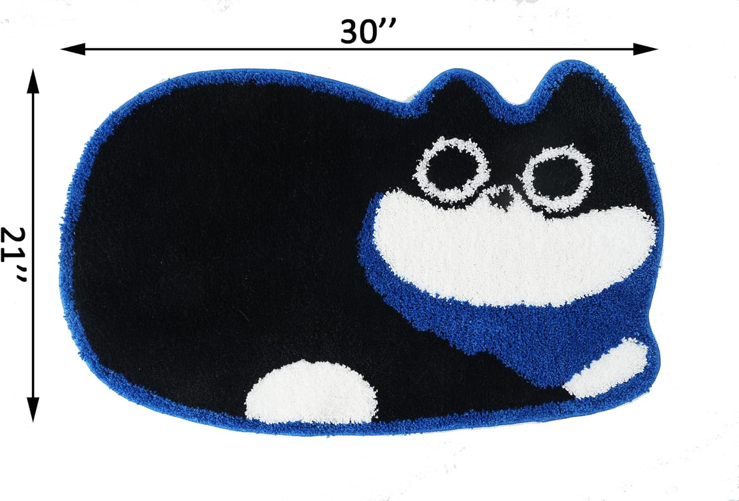 Kids Rug Cute Cat Shaped Bathmat, Bathroom Rug, Non-Slip, Absorbent Bathrug for Bathroom, Bedroom,Kitchen,Adorable Door Mat Small Carpet Area Rug 20x31 inches (Black & Blue)