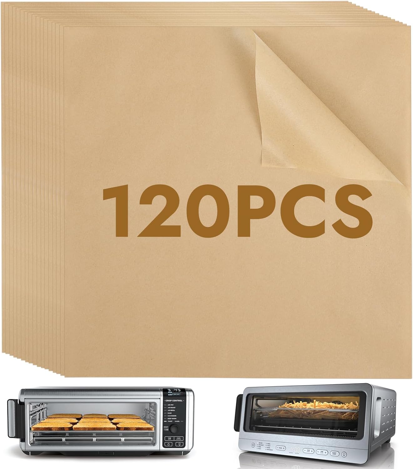 12 Inch Air Fryer Parchment Paper for Ninja Air Fryer SP151 SP351 SP101 SP201 SP301, 120PCS Airfryer Disposable Liners for Ninja Foodi Airfryer Combo, Flip Up Toaster Oven Accessories
