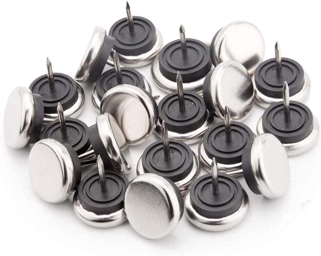 20pcs Round Heavy Duty Furniture Pads, Nail On Furniture Sliders Hardwood Floor Protectors Metal Nail On Glides for Chair Table Desk Cabinet Sofa Couch Leg Feet Non Slip Glides (Dia 19mm)