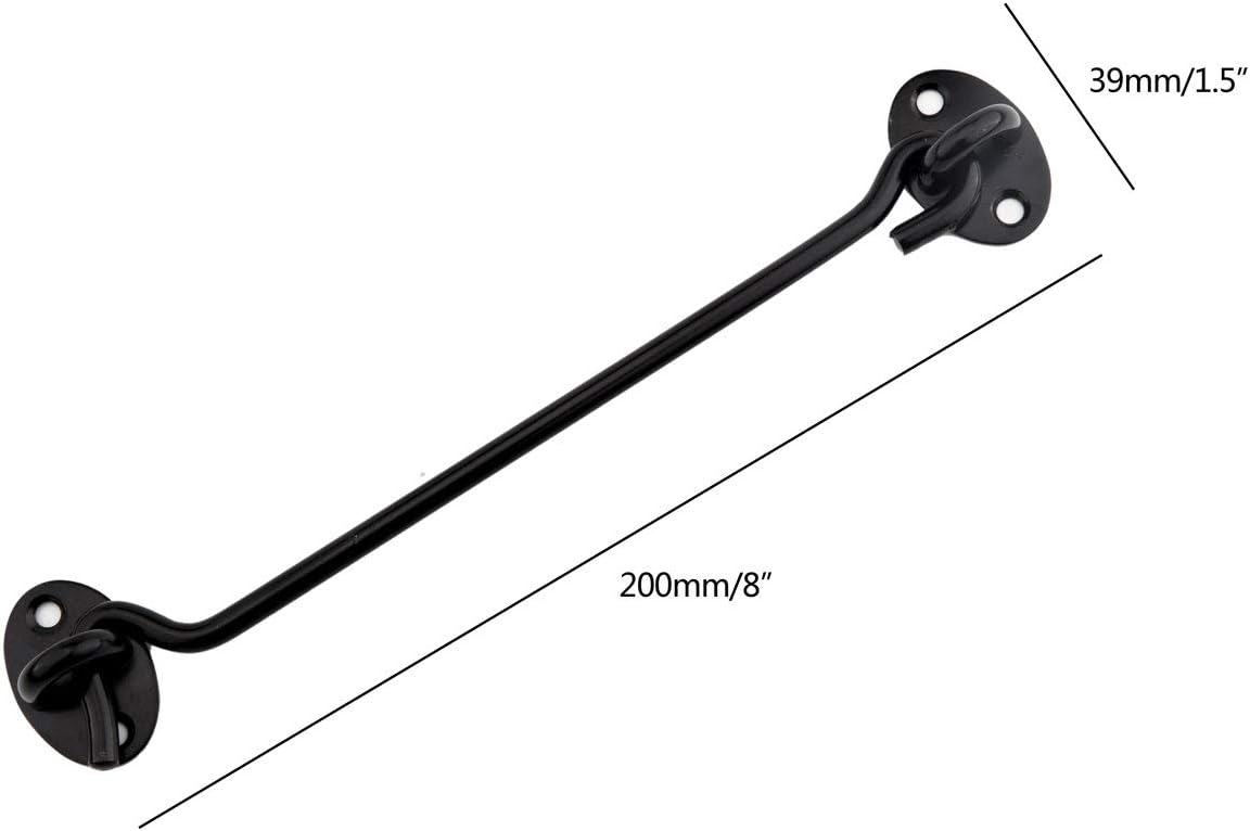 Barn Door Latch, 8 Inch Heavy Duty Stainless Steel Gate Latch Lock,Cabin Hook Eye Latch Hook with Mounting Screws for Window,Sliding Door,Back Gate,Closet Doors,Front Porch,Fence,2 Pack