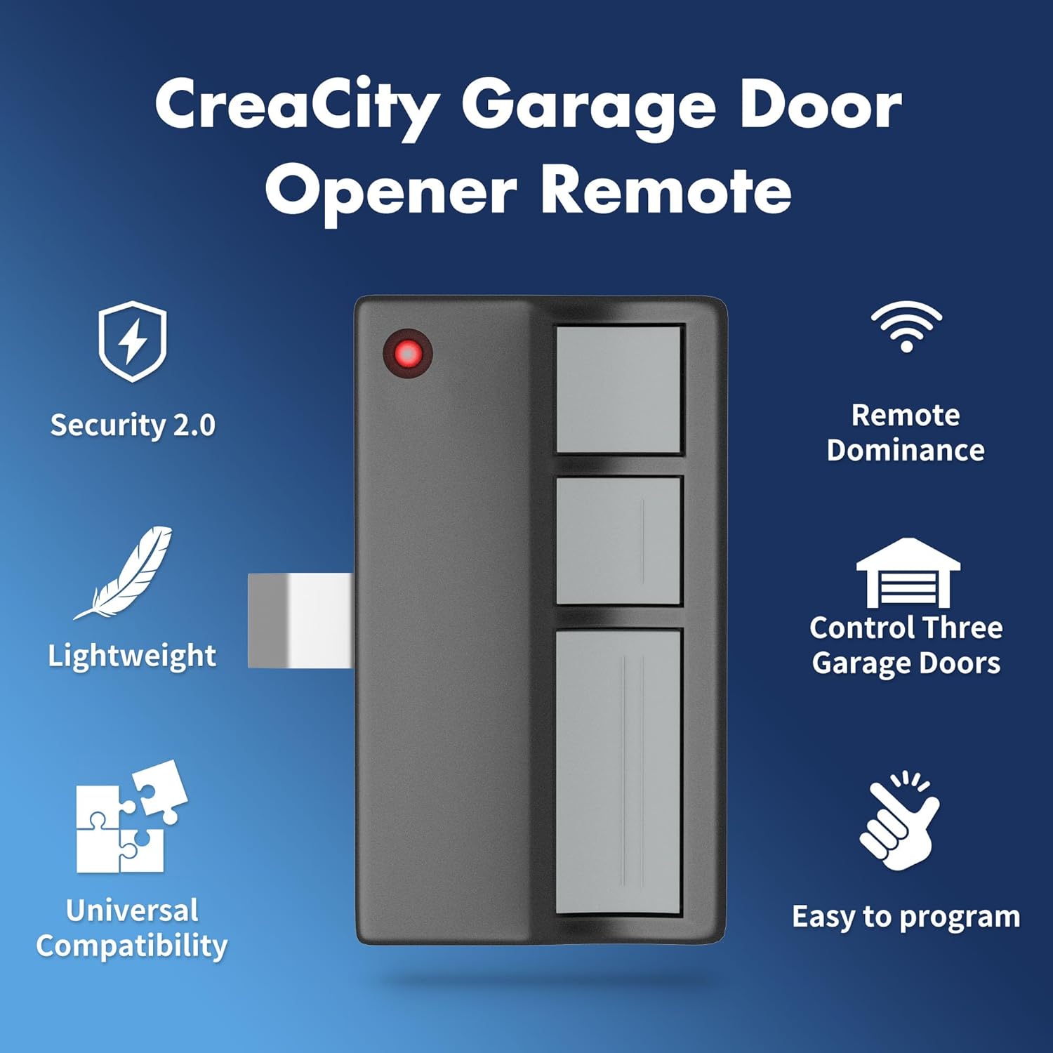 2 for Chamberlain LiftMaster Craftsman Garage Door Opener Remote 373LM 371LM 973LM 971LM Universal Black Black