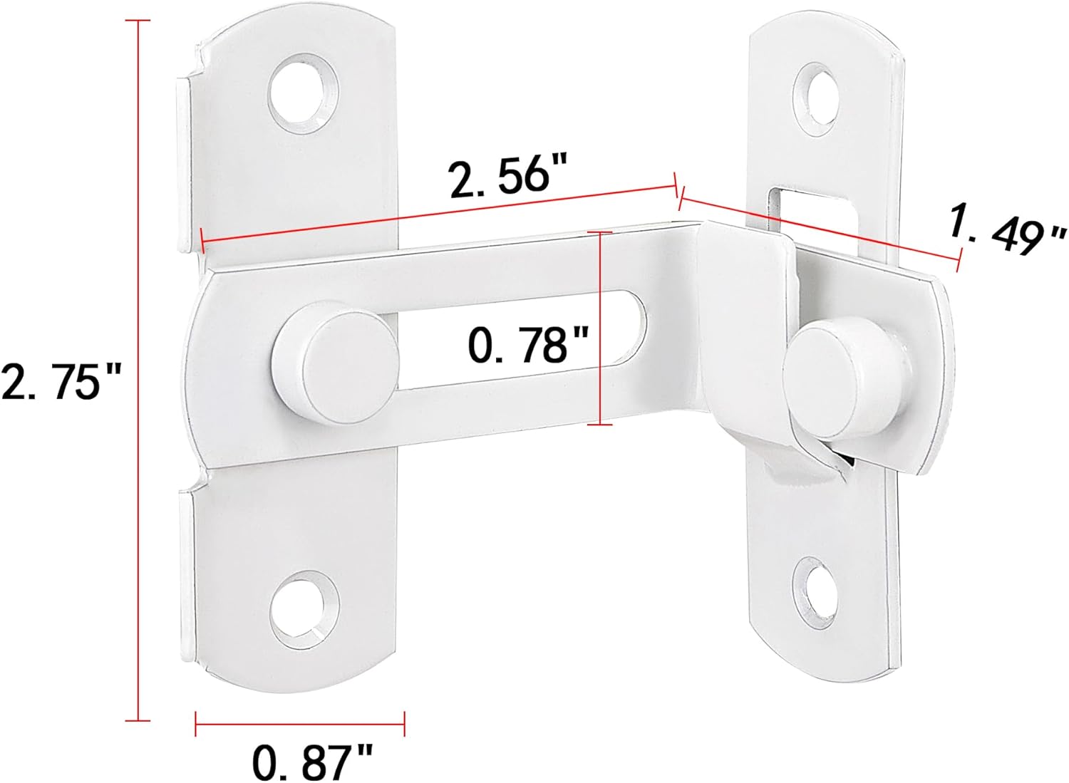 4 Packs Flip Door Sliding Latches,White 90 Degree Stainless Steel Bar Gate Latches Safety Door Lock,Sliding Door Antique Lock Gate Latches Wine Cabinet Carbon Steel Closet Door Latches White White