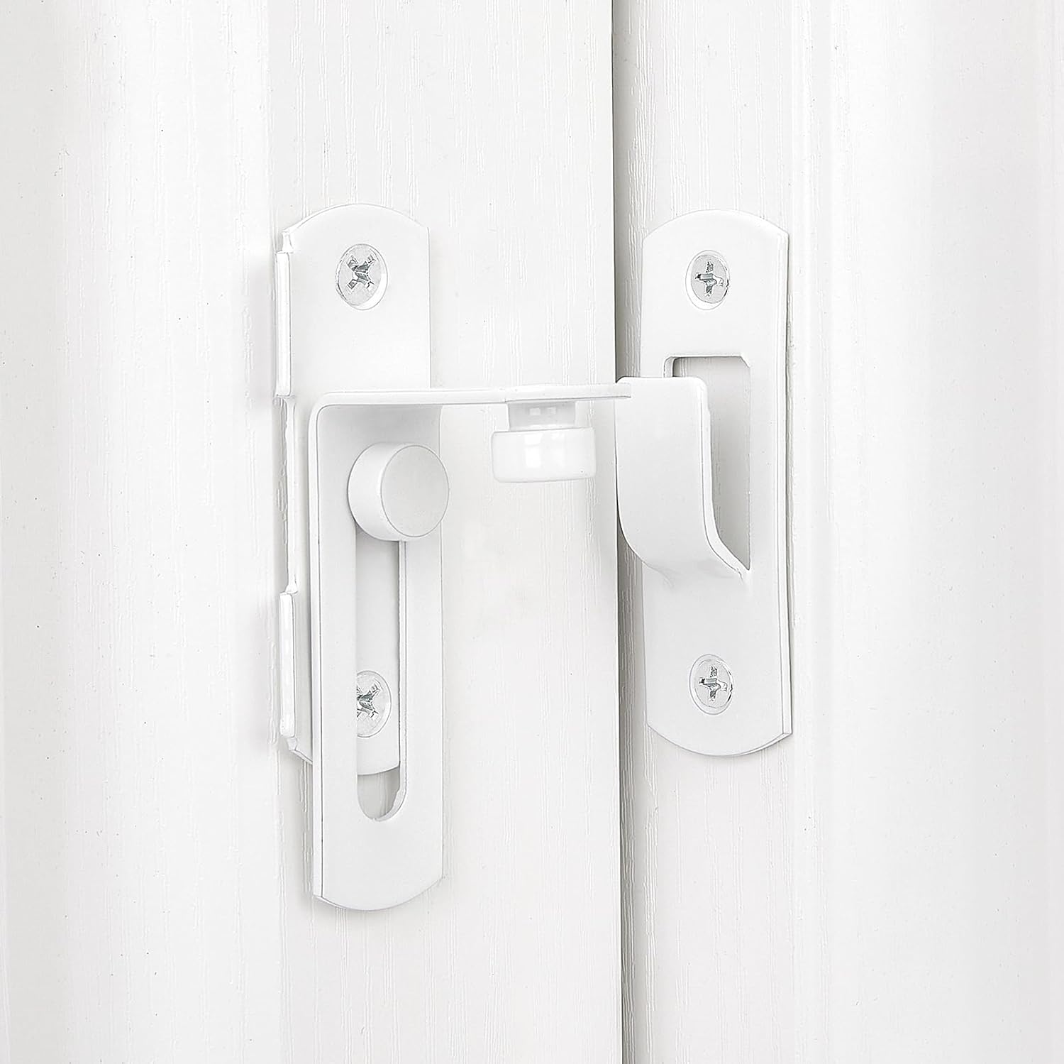 4 Packs Flip Door Sliding Latches,White 90 Degree Stainless Steel Bar Gate Latches Safety Door Lock,Sliding Door Antique Lock Gate Latches Wine Cabinet Carbon Steel Closet Door Latches White White