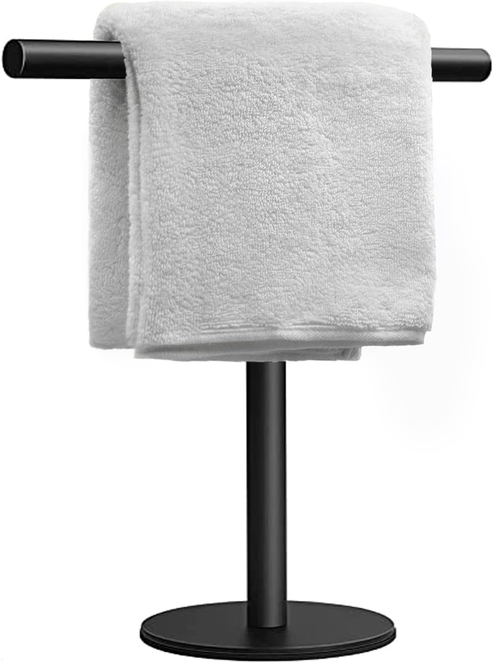 Hand Towel Holder Stand for Bathroom Vanity Countertop Matte Black T-Shape Towel Bar Rack Stand Towel Bar for Bathroom Kitchen Matte Black Matte Black