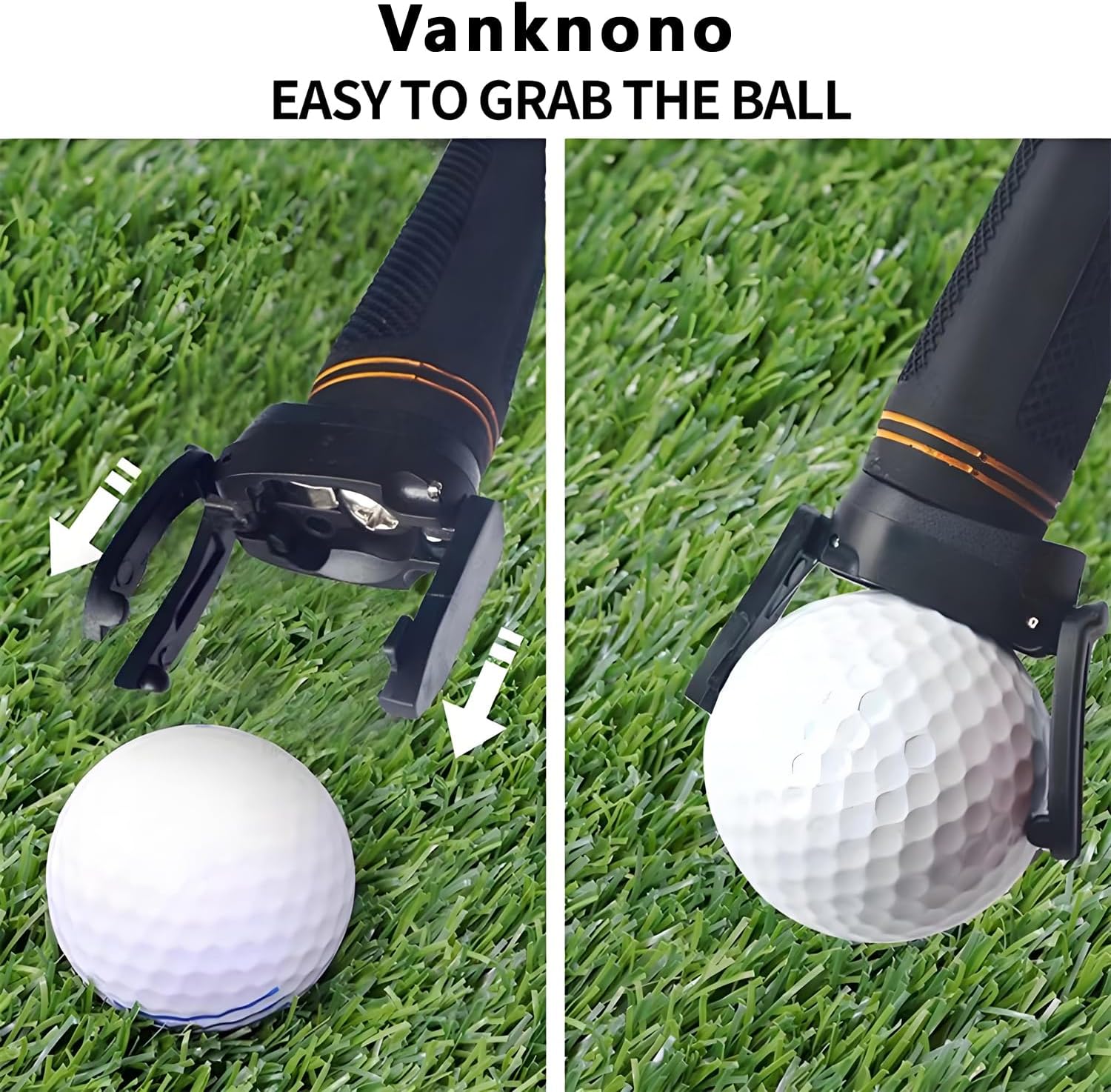 6 Pcs Golf Ball Pick Up Retriever Grabber, Foldable Golf Ball Pick Up Claw Sucker Put On Putter Grip