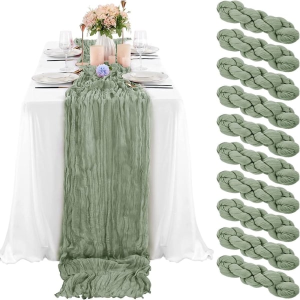 Light Green Cheesecloth Table Runner Loose-woven Runner