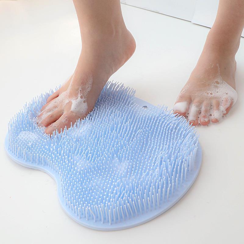 Foot Scrubber for Shower, Foot Cleaning Massage Mat with Non-Slip Suction Cups, Shower and Bathroom Foot Scrubber Mat (Blue) Blue