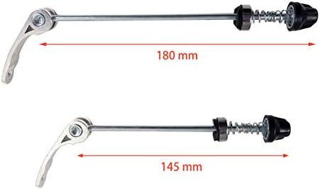 MTB Quick Release Skewer 145mm/180mm Front Rear Wheel Hub Axle QR Clamp Bolt Lever Pair Silver Compatible with Mountain and Road Bike