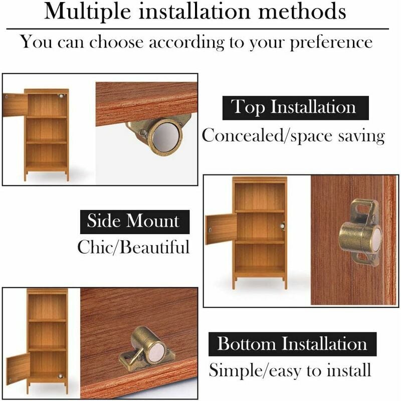 4 pcs magnets for cabinet doors, magnetic door lock, magnetic door closer with 4 washers and 12 screws, magnetic cabinet closure for furniture, wardrobe, cupboard