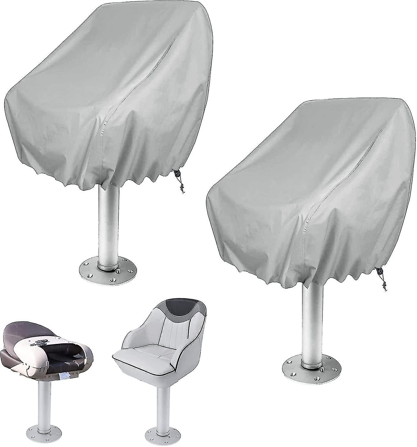 Outdoor Waterproof Chair Covers 2-Pack for Pontoon Boat Bench Protector Oxford Fabric Compatible with Pedestal Captain Chair